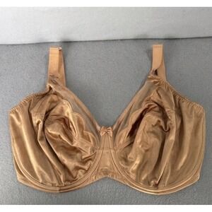 Elomi Rita Bra Size 34JJ Brown Satin Unlined J Hook Banded Side Support EL8011